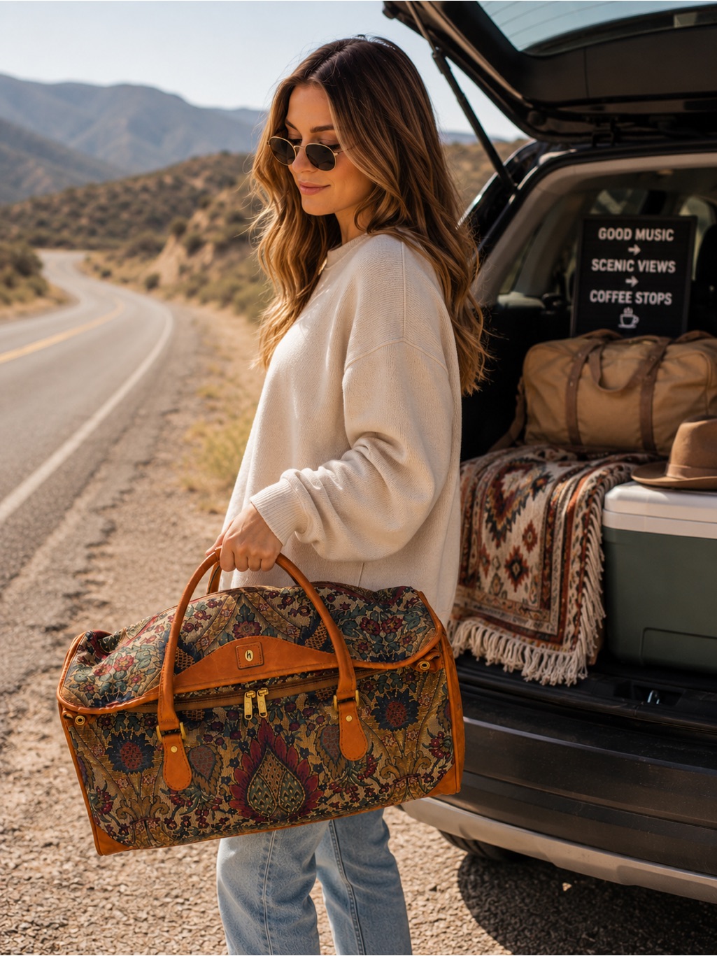 Vintage Hartmann Flame Tapestry Paisley Duffle Travel Carry On Weekender Bag